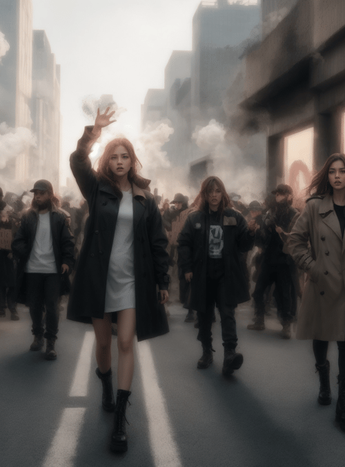 protesters, woman, crowd