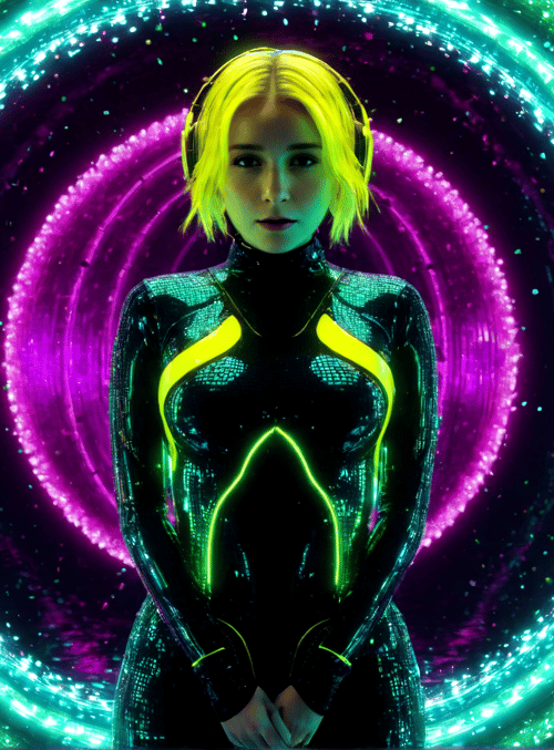 person, cyberpunk, neon