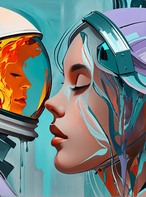 astronaut, woman, fire, space, hair, helmet