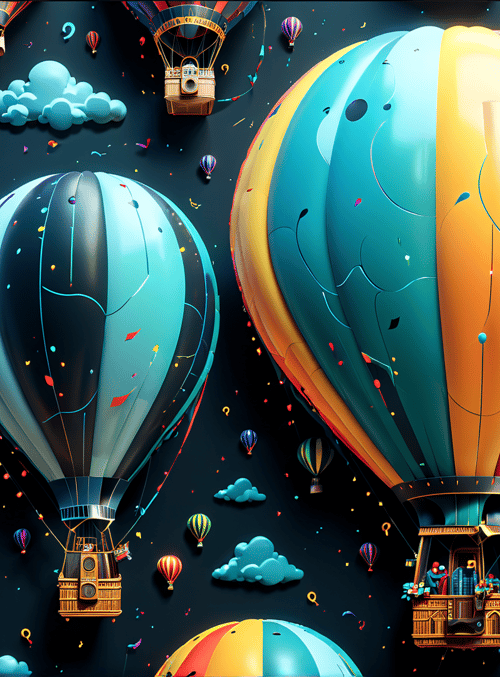 hot air balloons, clouds