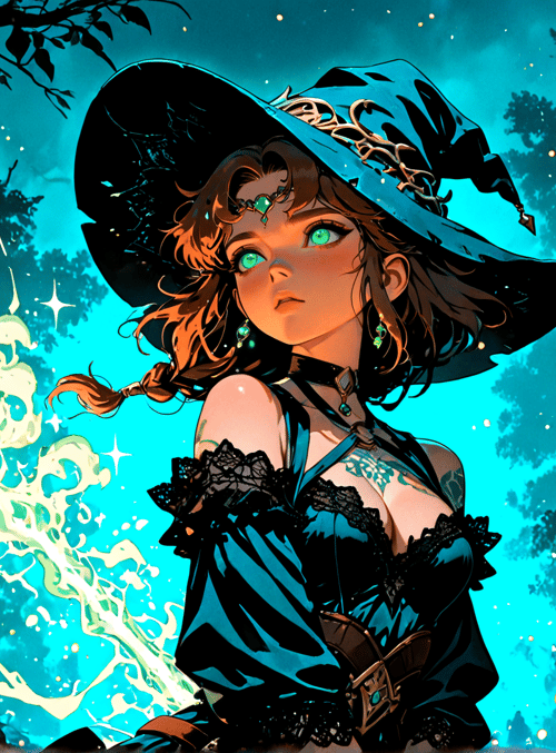 witch, pumpkin, forest, house, sparkles, magic, halloween, trees, woman, fire