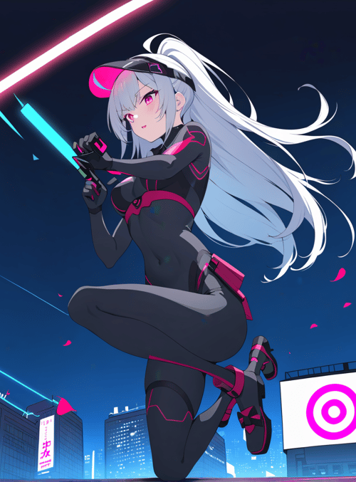 anime girl, neon city, cyberpunk