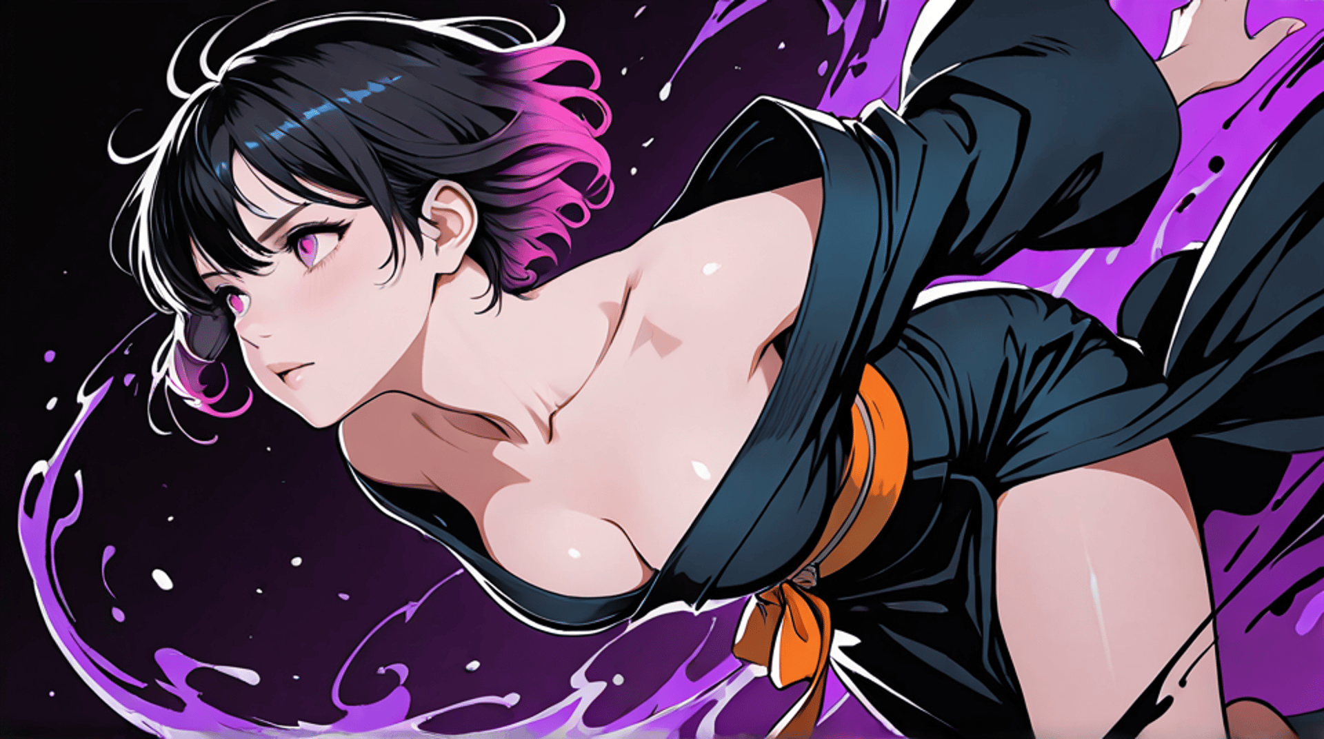 AI generated wallpaper featuring woman, anime, character, martial arts