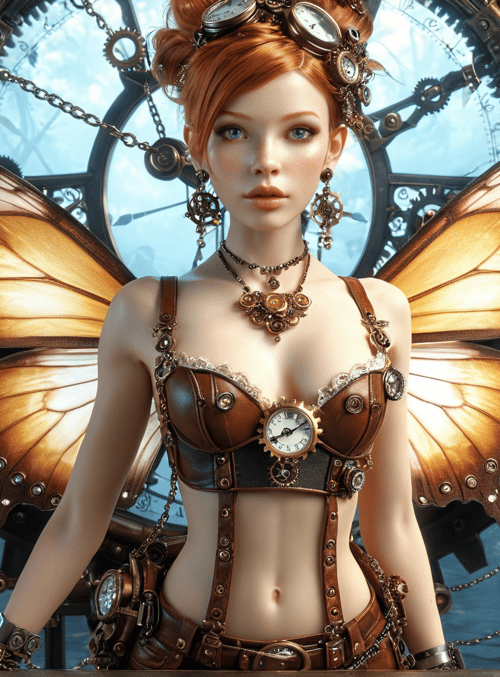 woman, butterfly, clock, gears, steampunk, clockwork, fairy, mechanical, timepiece, wings