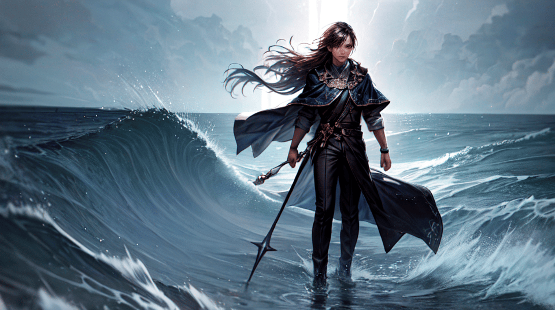 AI generated wallpaper featuring mage, warrior, swordsman
