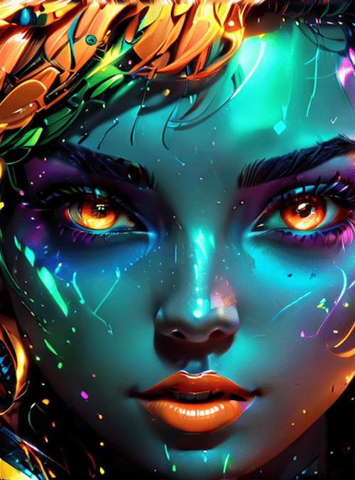 cybernetic, woman, neon