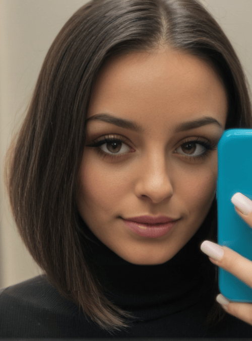 woman, phone, mirror