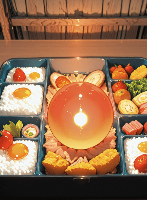 bento box, rice, egg, tomato, sushi, key, candle, salad, cheese, fruit