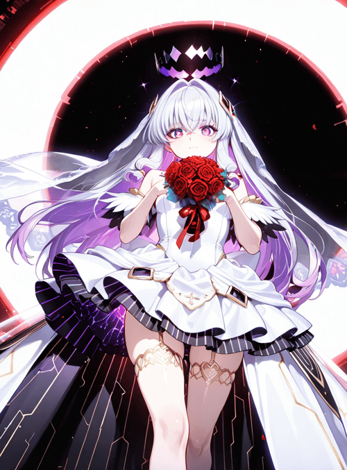 anime girl, angel, roses