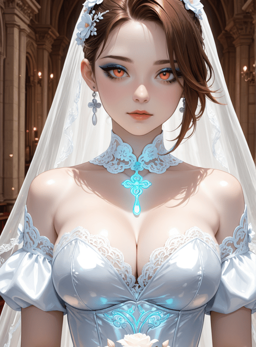 bride, veil, flowers, dress, chapel