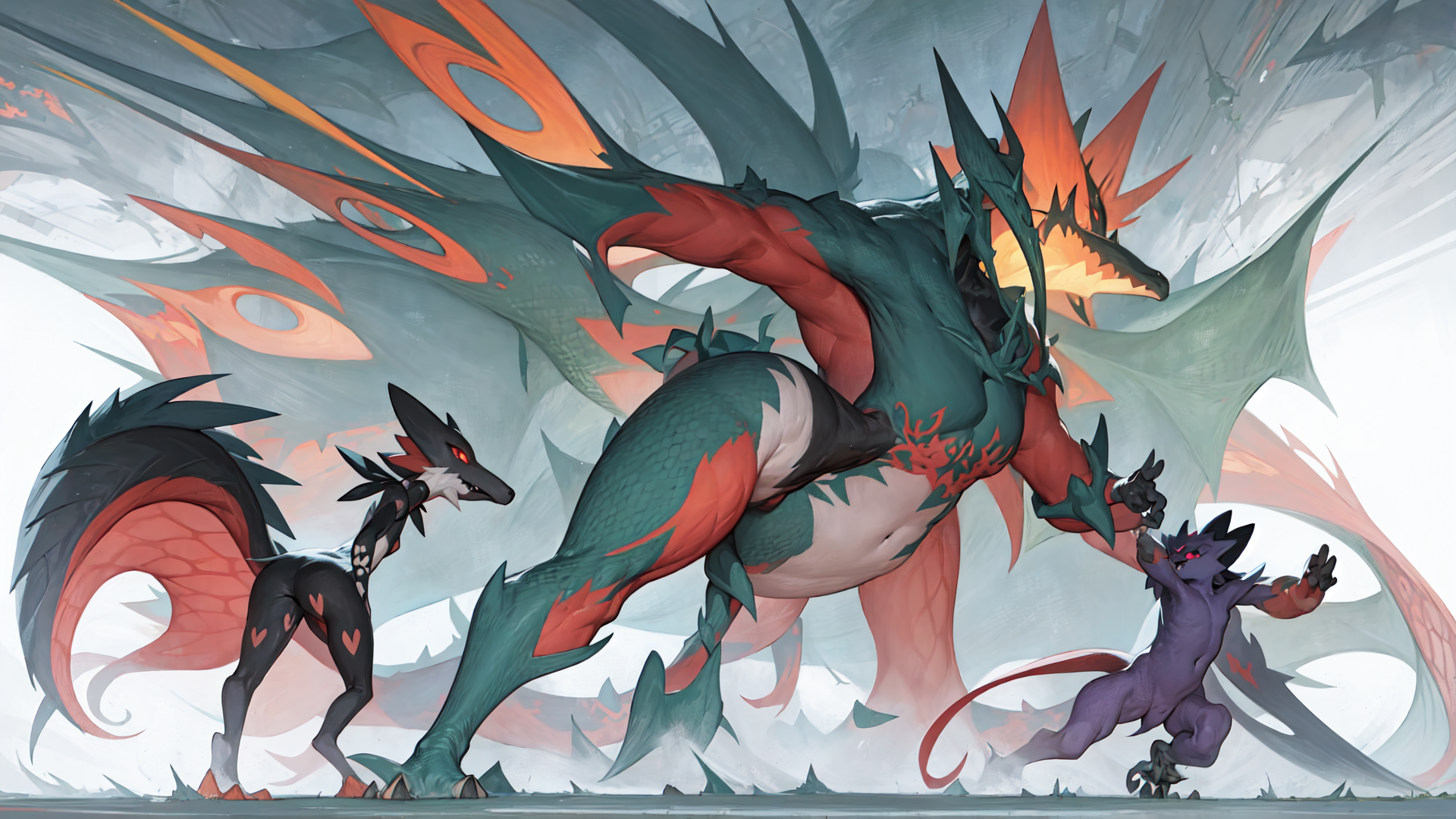 AI generated wallpaper featuring dragon, creature, fantasy