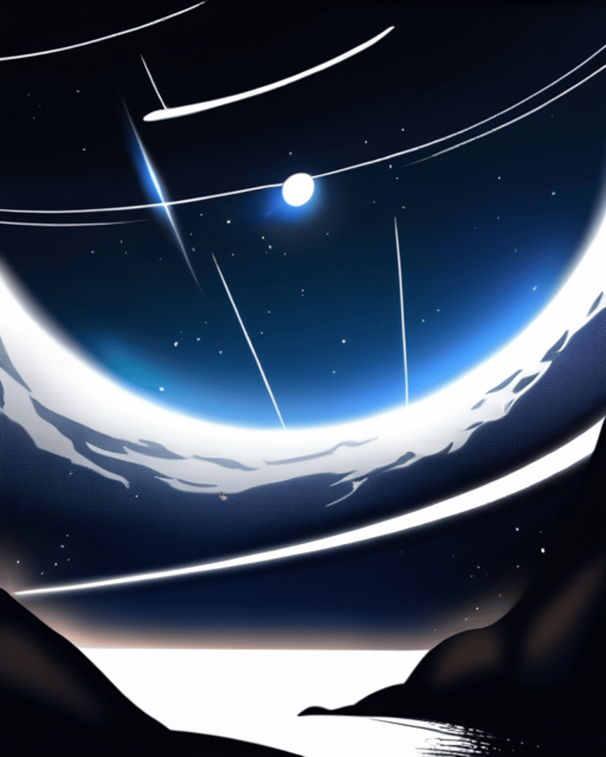 AI generated wallpaper featuring moon, stars, mountains