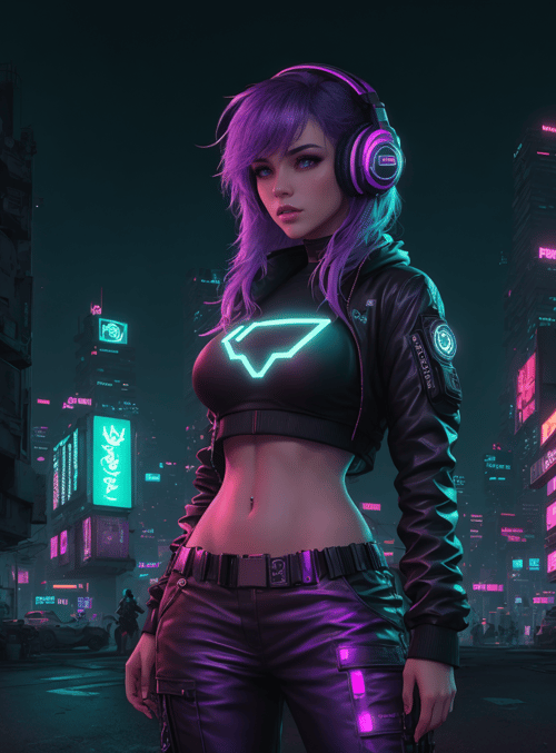 cyberpunk, woman, neon