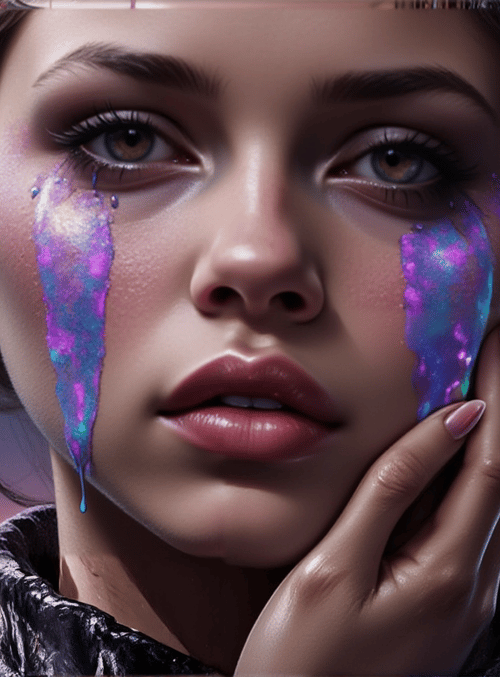 woman, tears, city