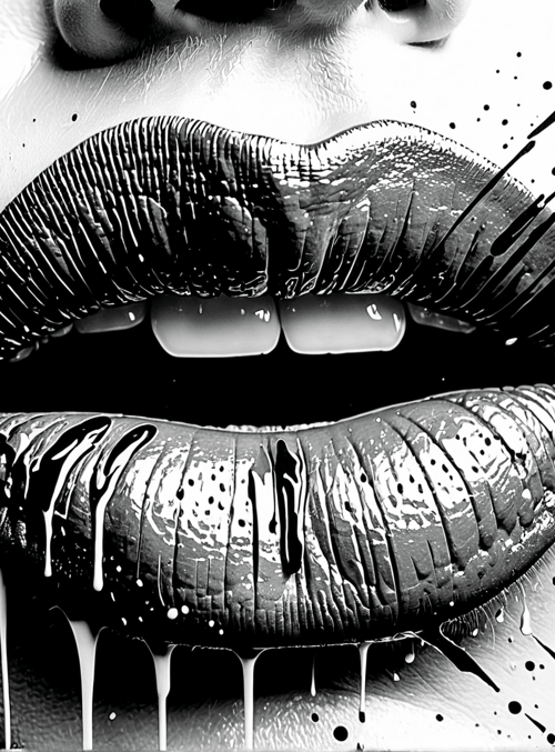 lips, splatter, ink, gloss