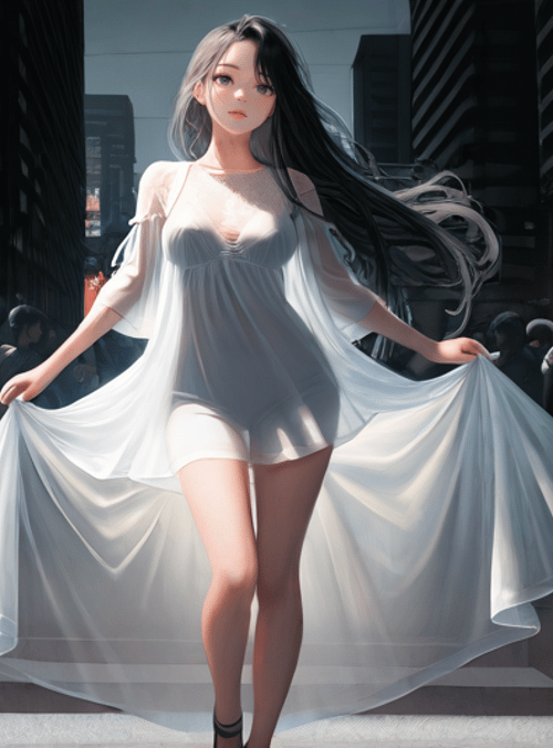 woman, dress, city