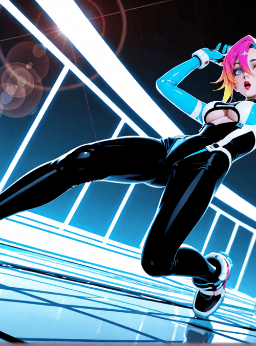 anime character, cyberpunk, girl, futuristic, runner