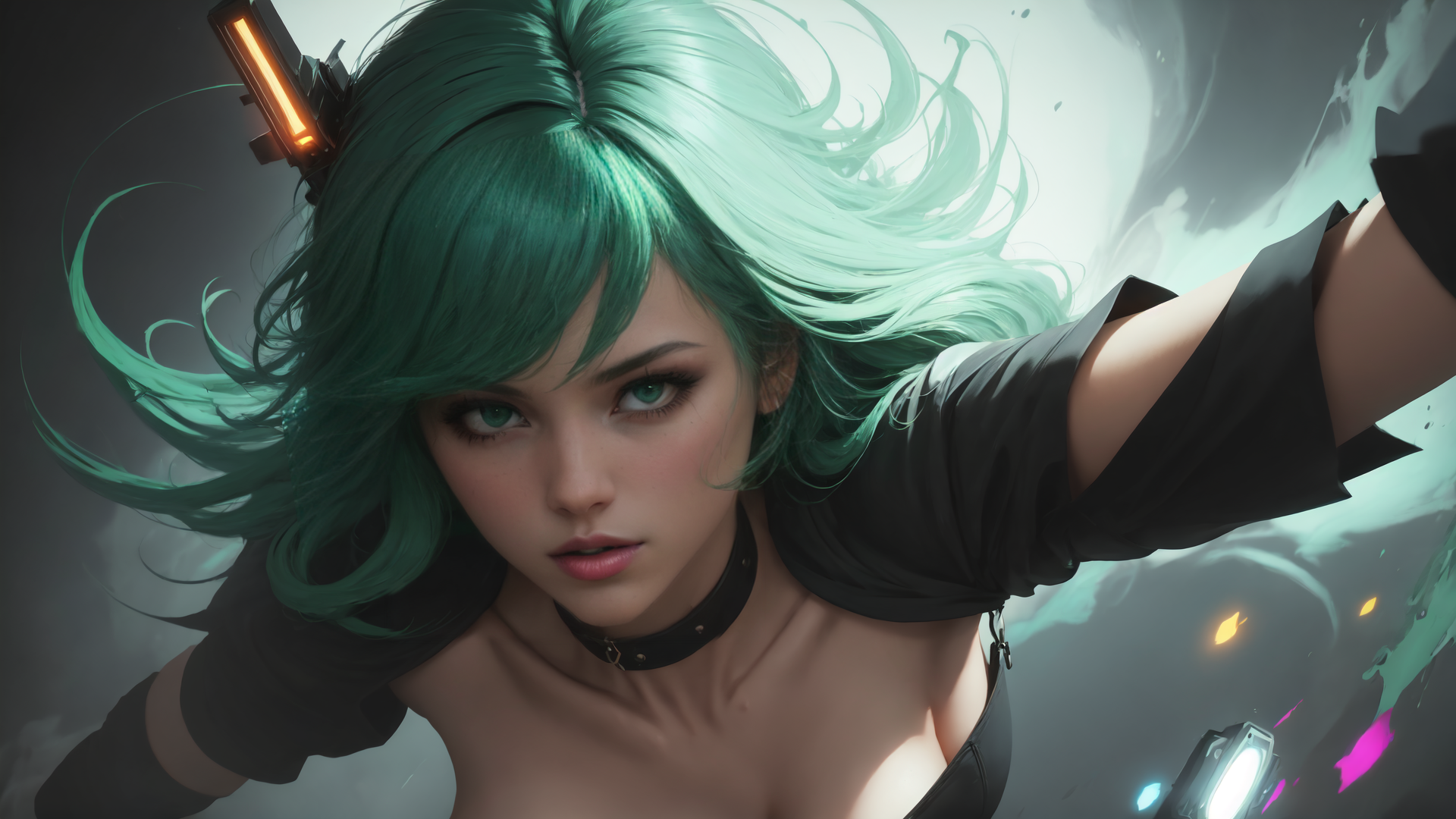 AI generated wallpaper featuring cyborg, woman, sailor