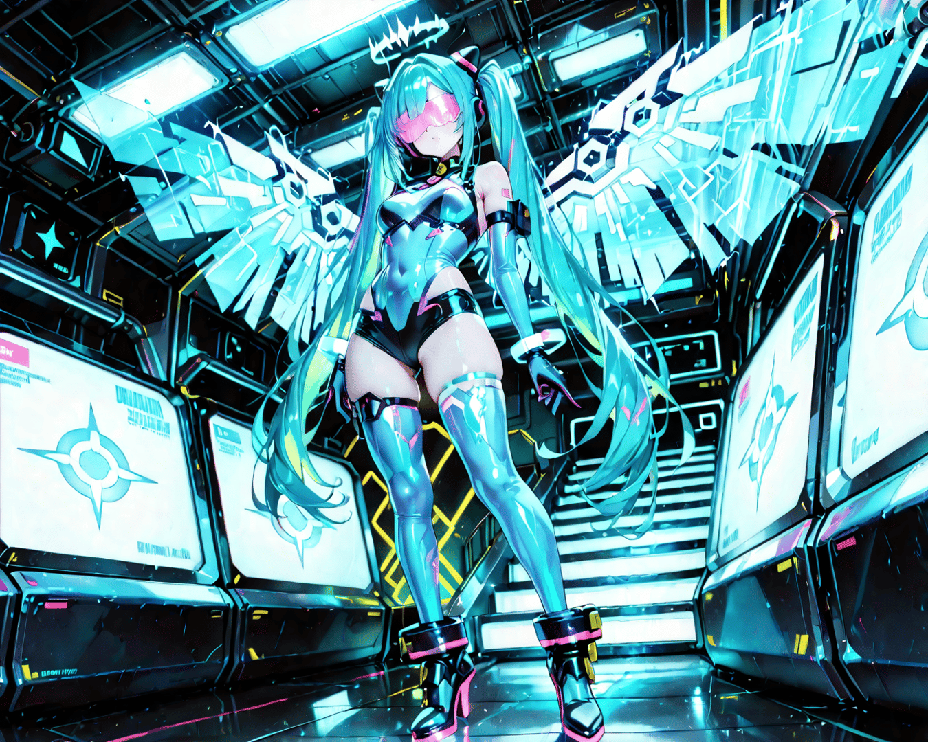 AI generated wallpaper featuring cyberpunk, anime girl, futuristic