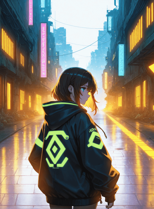 girl, street, city