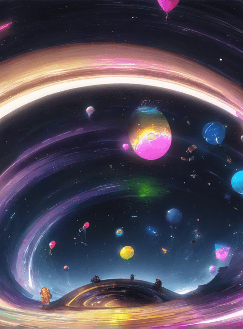 balloons, planets, space