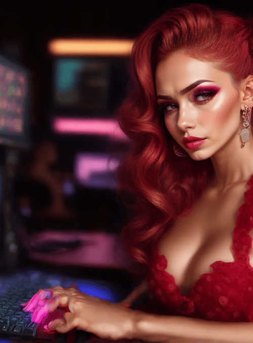 woman, gamer, monitor