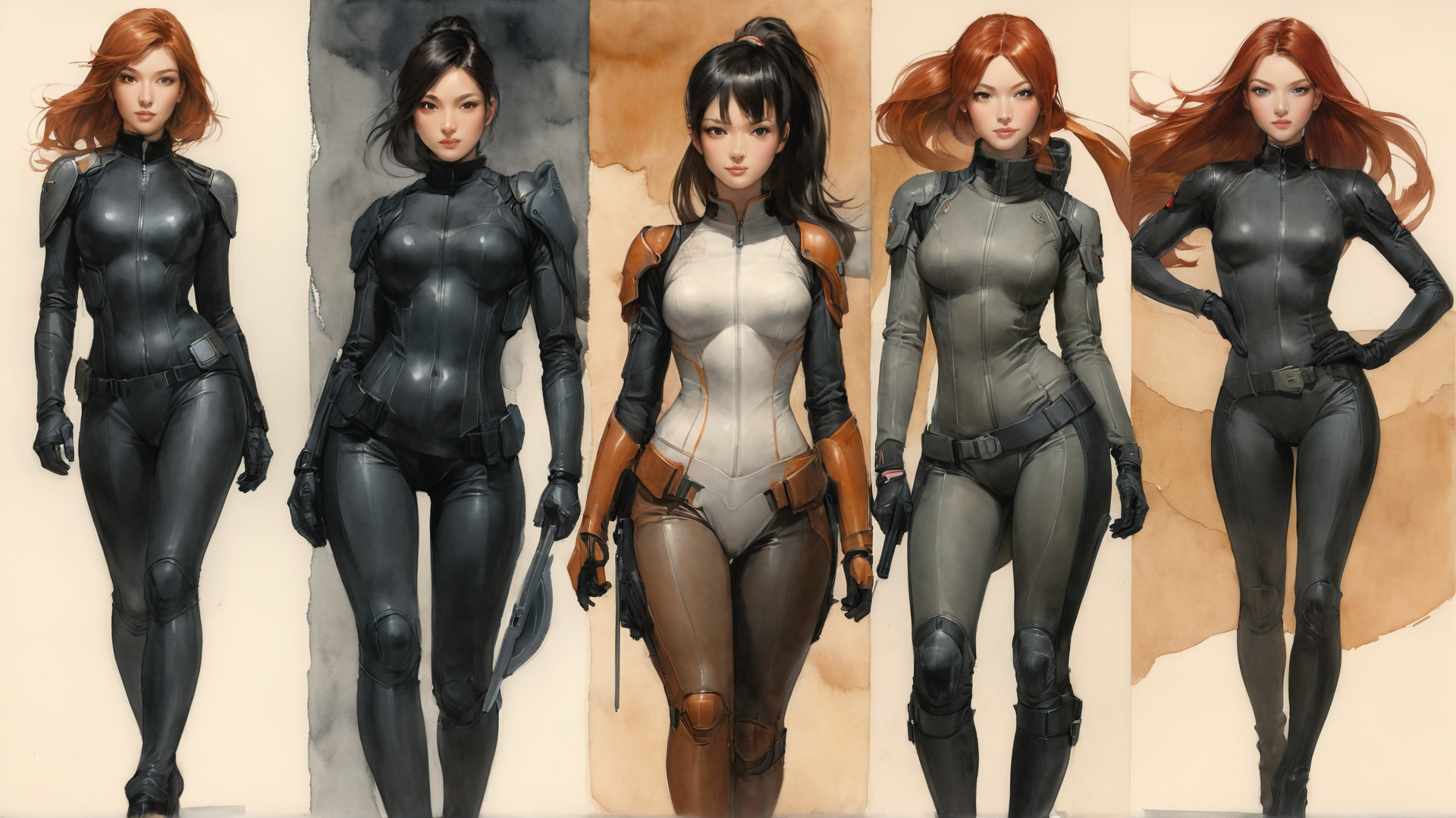 AI generated wallpaper featuring woman, character, model, agent, soldier, fighter