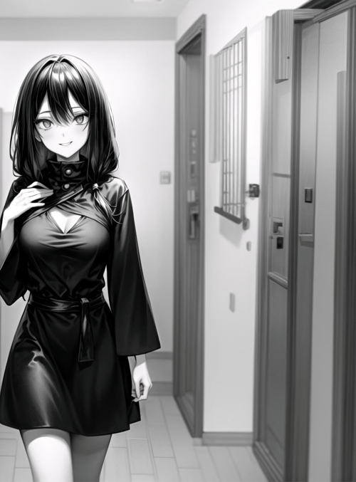 anime girl, hospital corridor