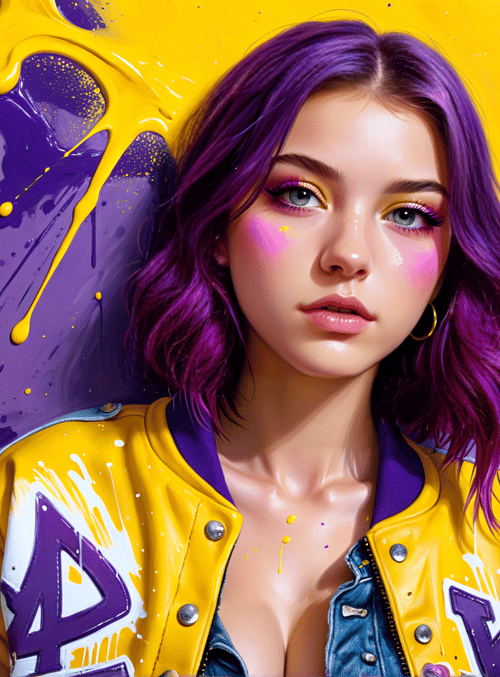 woman, jacket, paint, hair