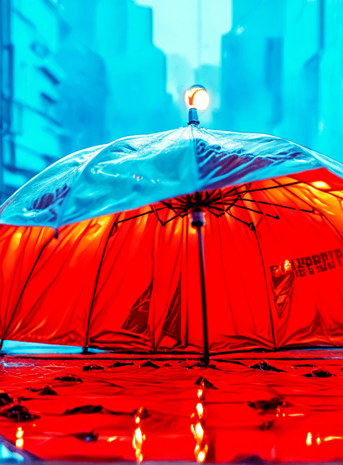 umbrella, street, rain