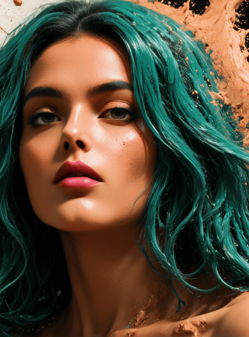 woman, hair, paint, splatter, background