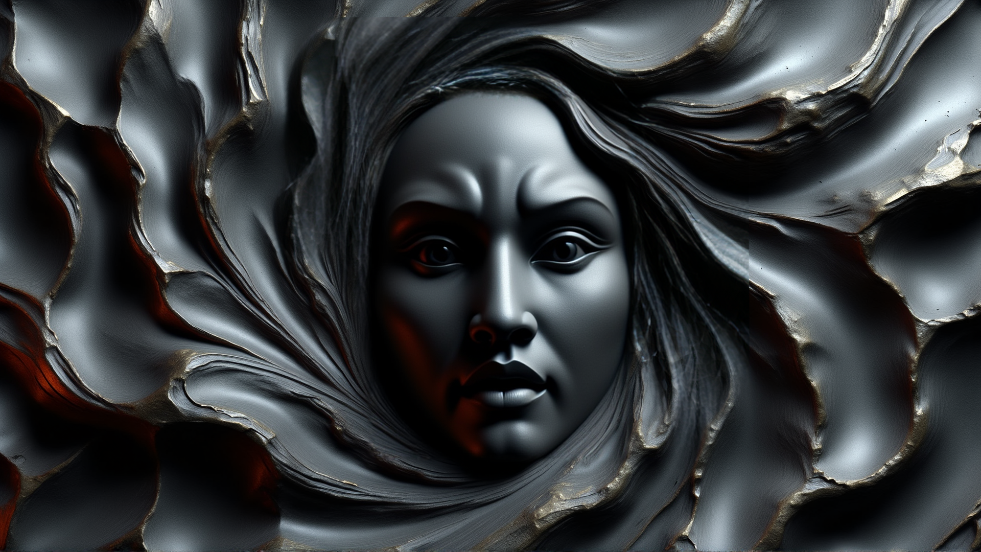 AI generated wallpaper featuring woman, face, hair