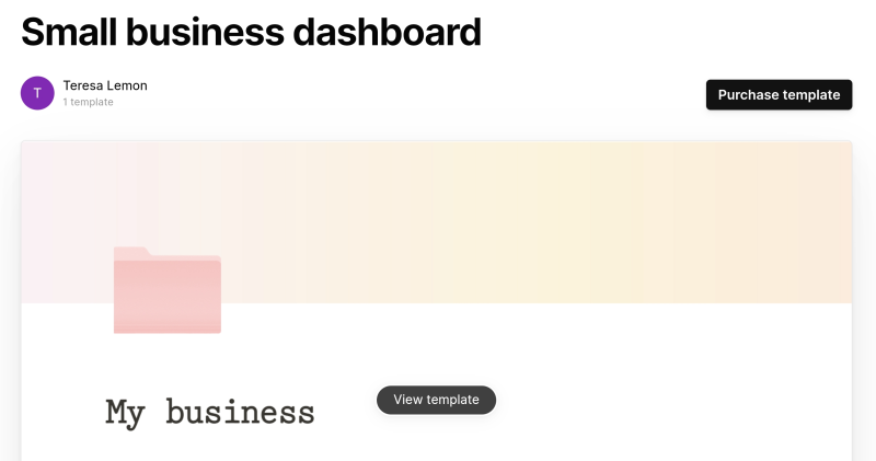 Small business dashboard 