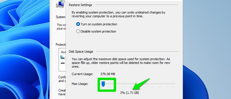 decrease-system-restore-space