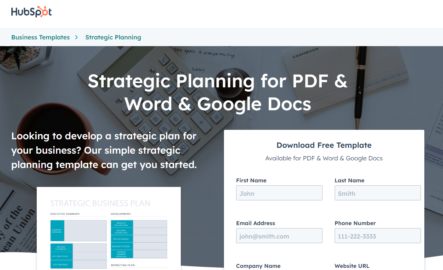 hubspot strategic planning template
