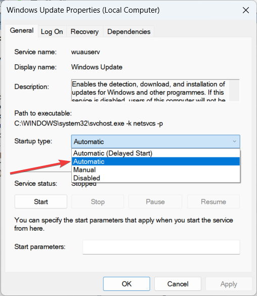 A window with the windows properties local computer option highlighted, showing error 0x80072ee7.