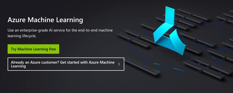 Azure machine learning on a black background.
