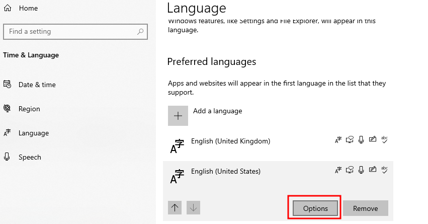 language options