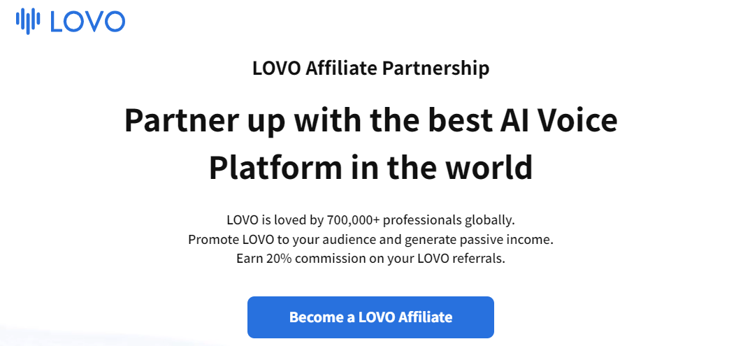 A page with the words'lovo affiliate partnership'.