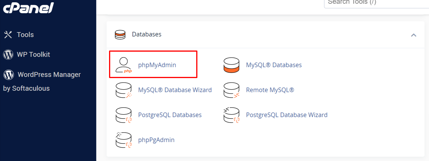 phpMyAdmin from cPanel