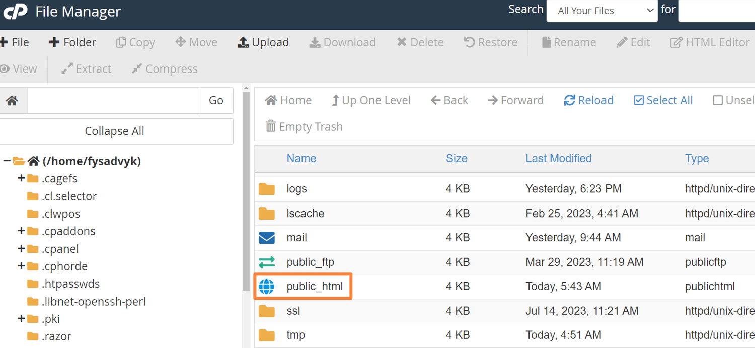 publc_html file on cPanle