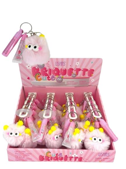 LLAVERO LIPGLOSS+BALSAMO USHAS 24/1PAQ 288/1 UCS007- Rosado claro