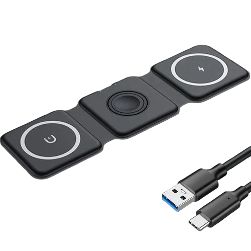 Cargador inalámbrico magnético 3 en 1, soporte de almohadilla para iPhone 15, 14, 13, 12 Pro Max, Apple Watch, AirPods, estación de carga rápida with type c cable