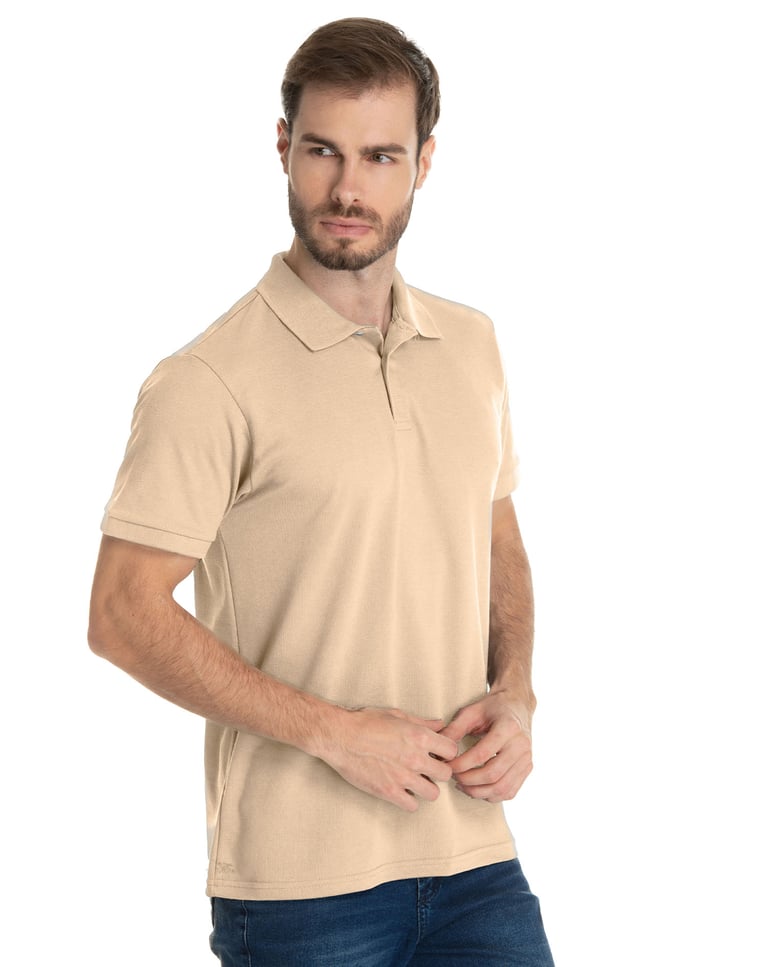 Camisa Polo Piquet Masculina Areia