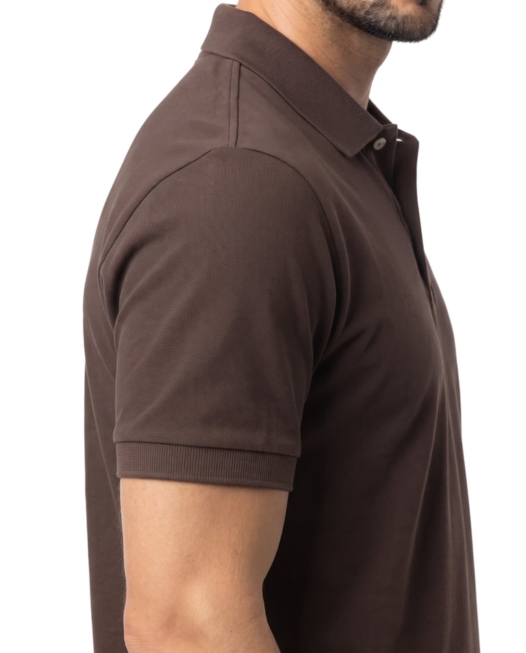 Camisa Polo Piquet Masculina Marrom