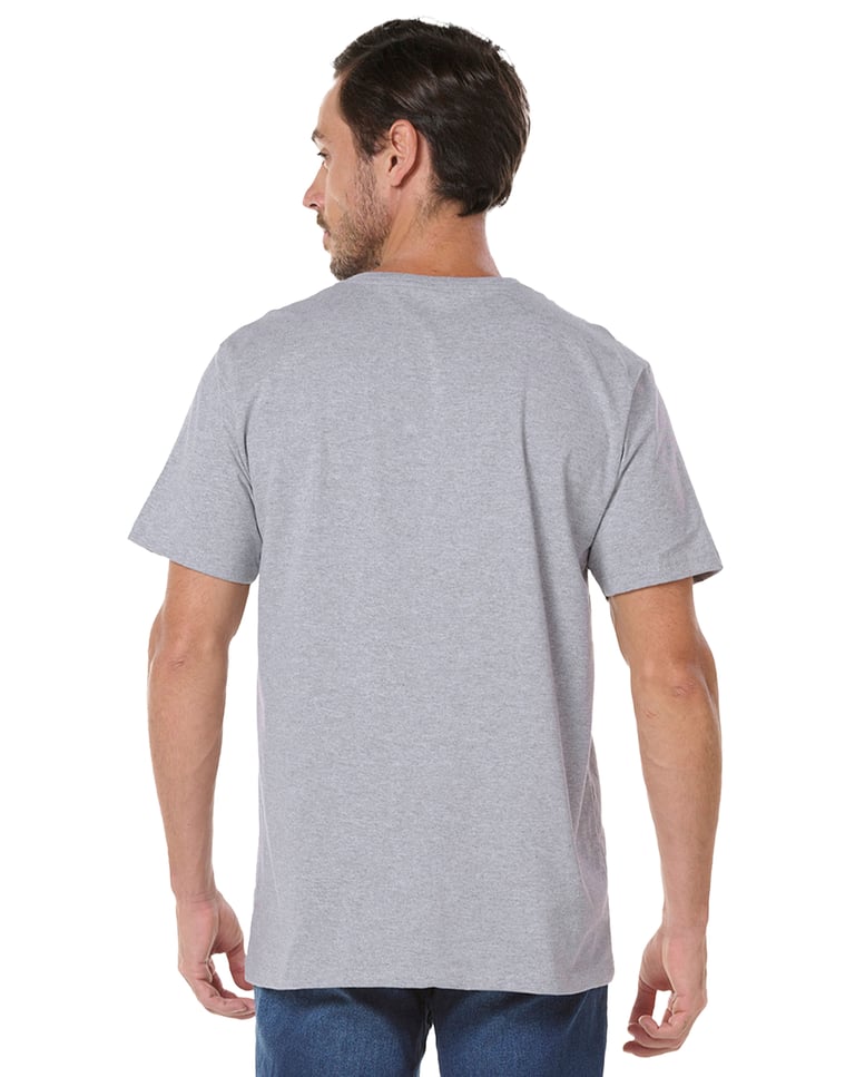 Camiseta Gola V de Algodão Premium Cinza Mescla