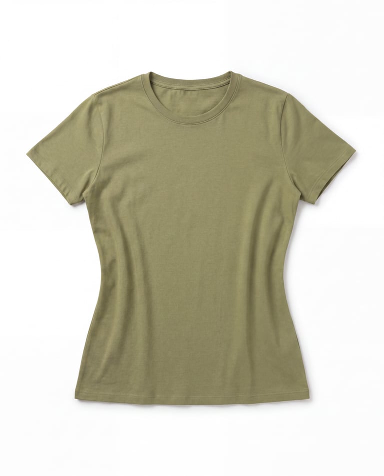 Baby Look de Algodão Premium Verde Caqui
