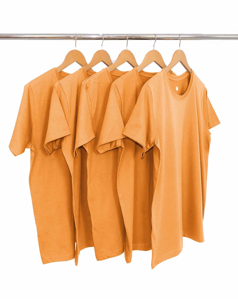 KIT 5 Camisetas de Algodão Premium Mostarda