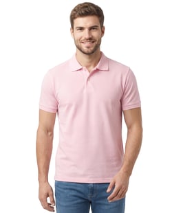 Camisa Polo Piquet Masculina Rosa Claro