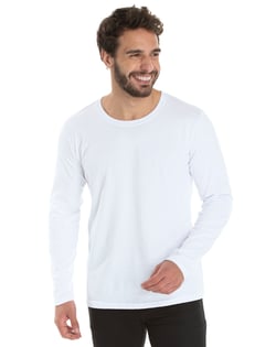 Camiseta Manga Longa de Algodão Premium Branca